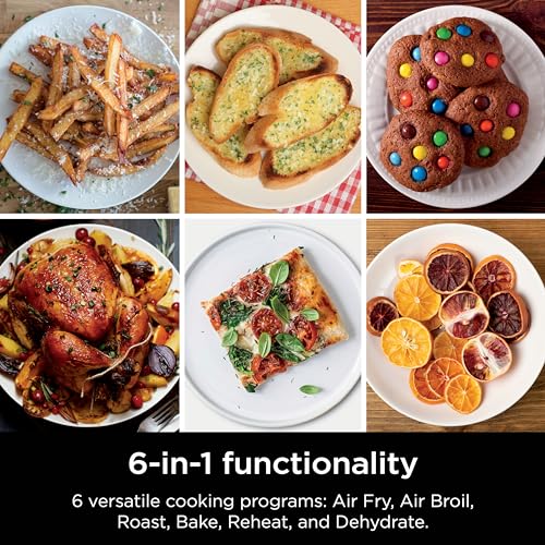 Air Fryer, 8 QT DoubleStack 2-Basket, Space Saving Design, 6-in-1, Roast & Bake, Dishwasher Safe Parts, Black N43591