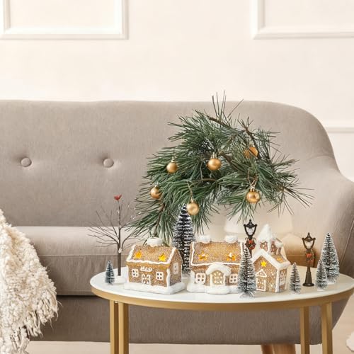 LED Christmas Gingerbread Village Decor with Houses and Trees X541