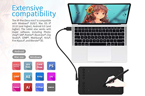 Drawing Tablet with 8192 Levels Pressure, 7 x 4 inch, 8 Shortcut Keys O9471