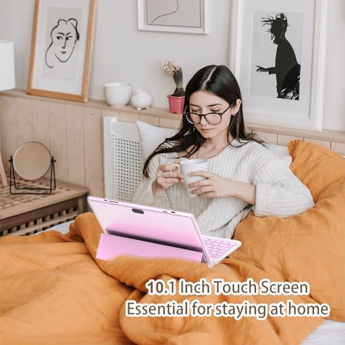 Tablet 10 inch Android 14 with Keyboard Case, Mouse, Stylus, 8GB+64GB, 1280*800 HD Touch Screen, 8MP Dual Camera, Wi-Fi Bluetooth, Blue B613