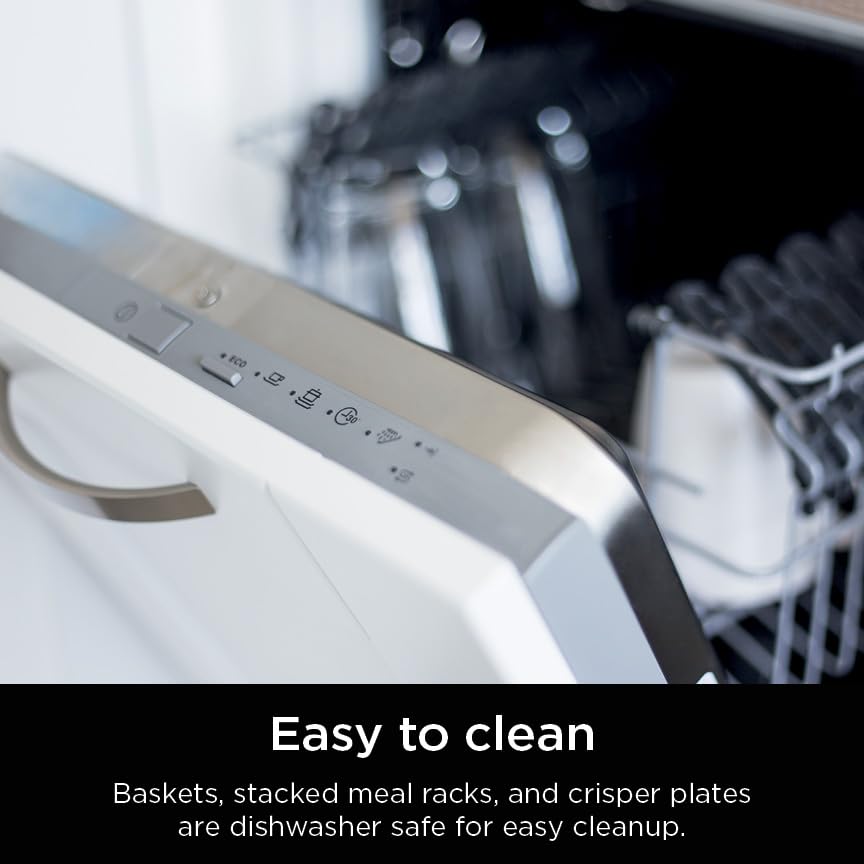 Air Fryer, 8 QT DoubleStack 2-Basket, Space Saving Design, 6-in-1, Roast & Bake, Dishwasher Safe Parts, Black N43591