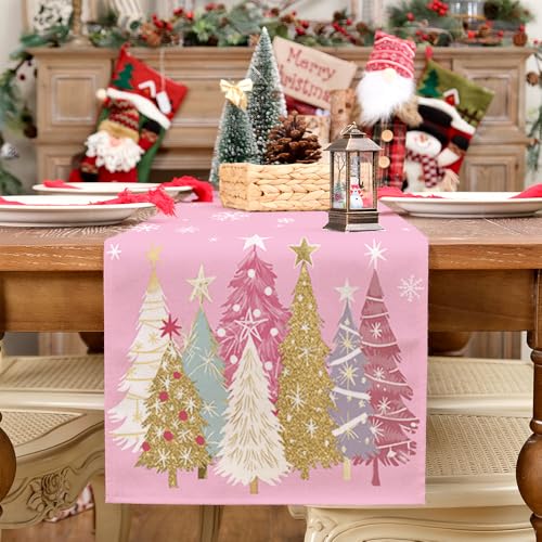Christmas Table Runner 13x72 Inch, Red Winter Holiday Decor H348