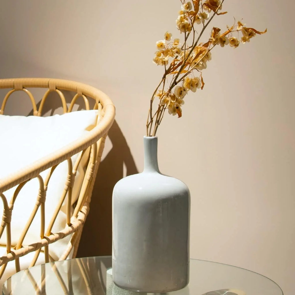 White Ceramic Vase 9.5 Inch Long Neck E2577
