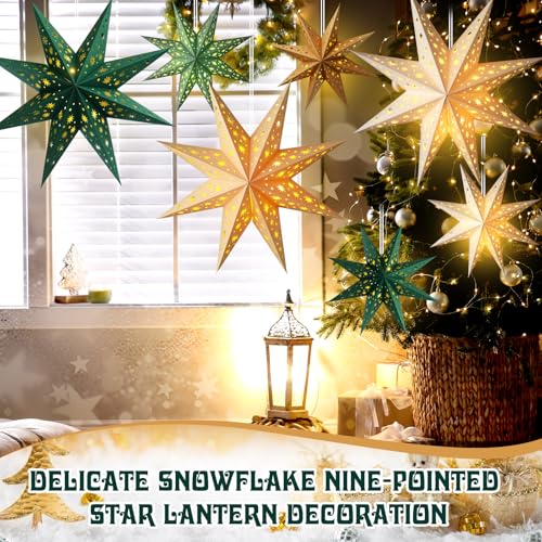 Sage Green 3D Paper Star Lantern Hanging Ornament with String Light M89680