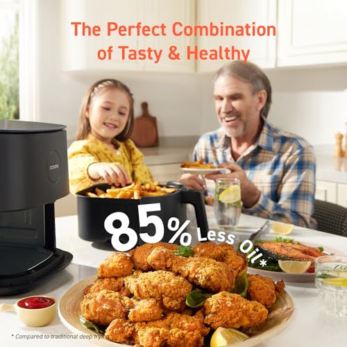 Compact 5QT Air Fryer with Glass Panel and Dishwasher-Safe Basket B429