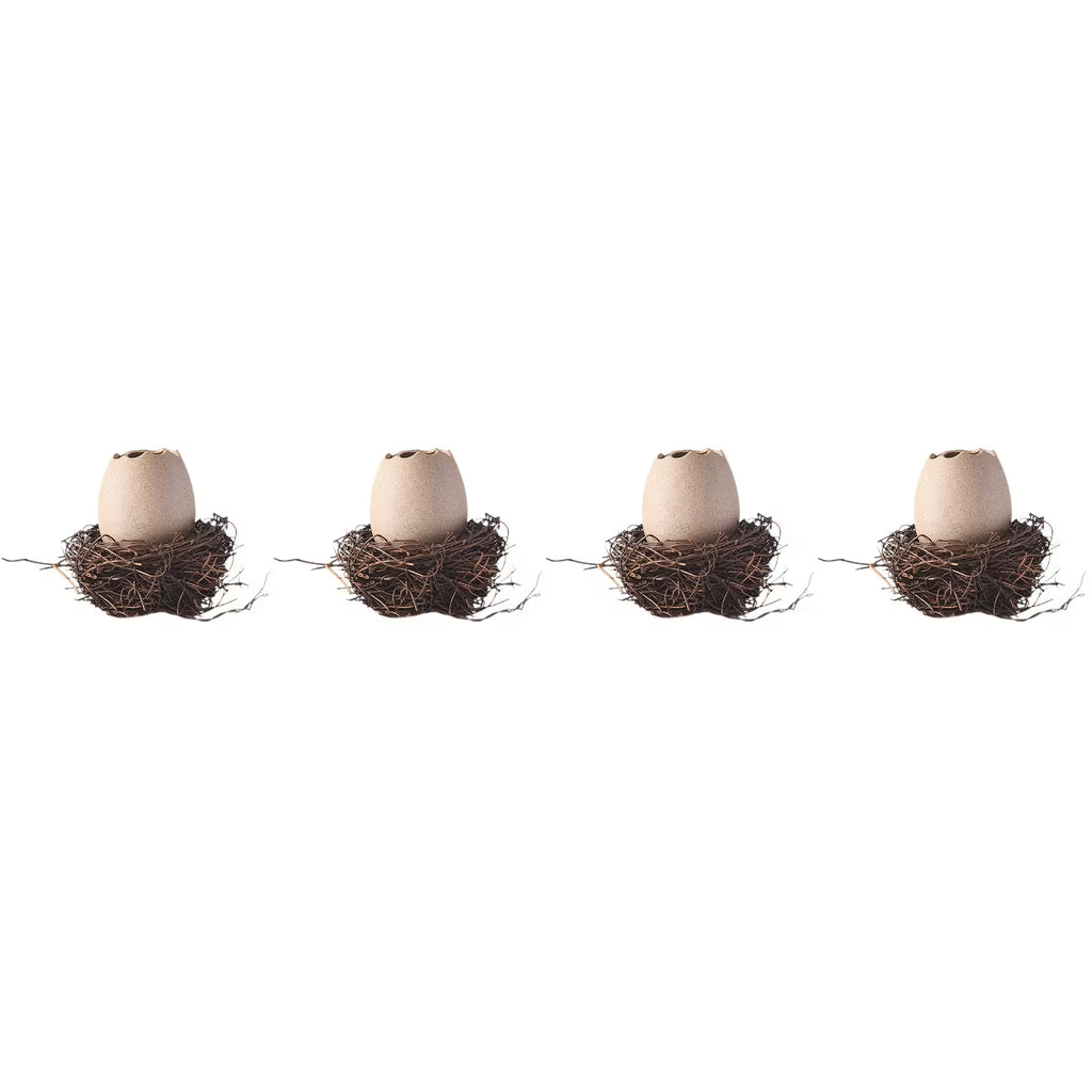 4 Sets  of Small Vase Eggshell Ceramic Vase Cracked Eggshell Succulent Planter with Bird Nest