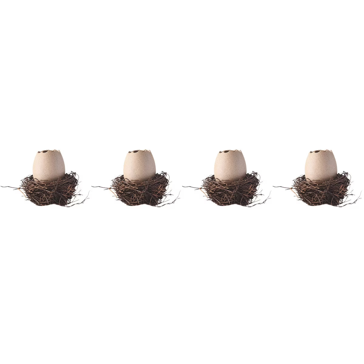 4 Sets  of Small Vase Eggshell Ceramic Vase Cracked Eggshell Succulent Planter with Bird Nest