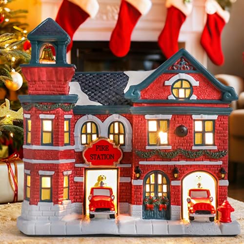 Ceramic Christmas Houses with Warm LED Light Y89884