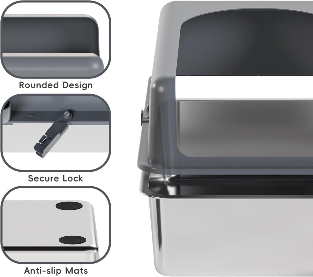 Stainless Steel Cat Litter Box with Lid, Extra Large, Easy to Clean G75117