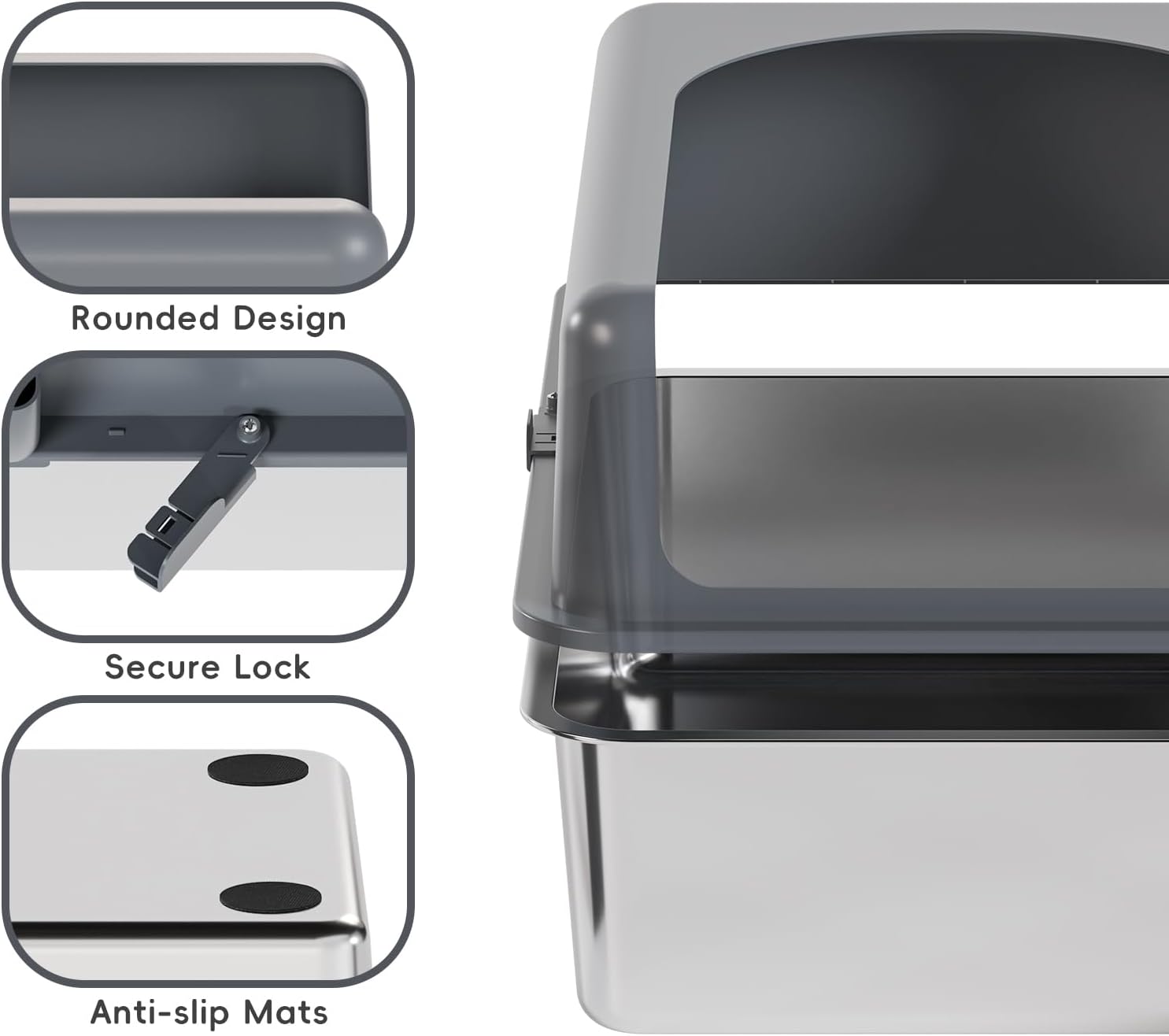 Stainless Steel Cat Litter Box with Lid, Extra Large, Easy to Clean G75117