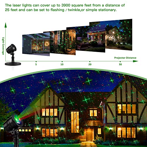 Christmas Laser Lights Red and Green Star Show for Indoor Outdoor Decor N5581