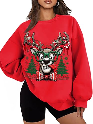 Funny Reindeer Christmas Sweatshirt Oversized Pullover K664011