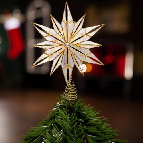 Capiz Star Treetop with Center Gem G5493
