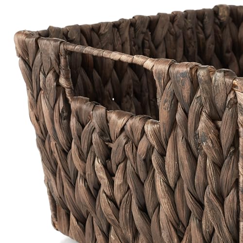 Water Hyacinth Storage Baskets with Handles, Woven Rectangular Bins for Shelves and Laundry E41269