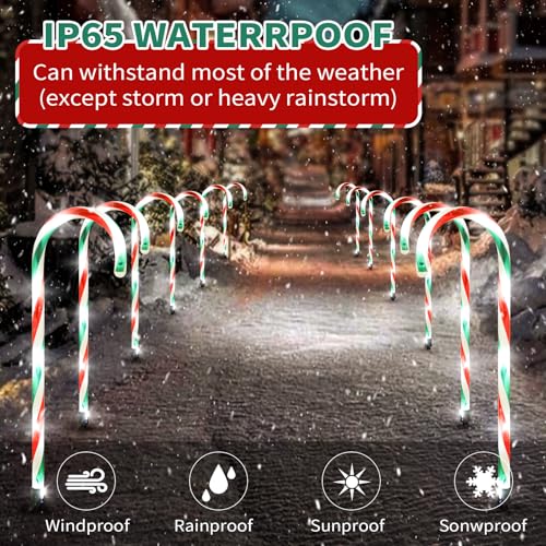 Candy Cane Solar Pathway Lights 15FT Outdoor Christmas Yard Decor E828701