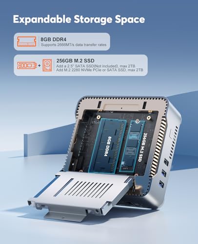 Mini PC, 8GB RAM 256GB SSD, 4K UHD, Gigabit Ethernet L33281