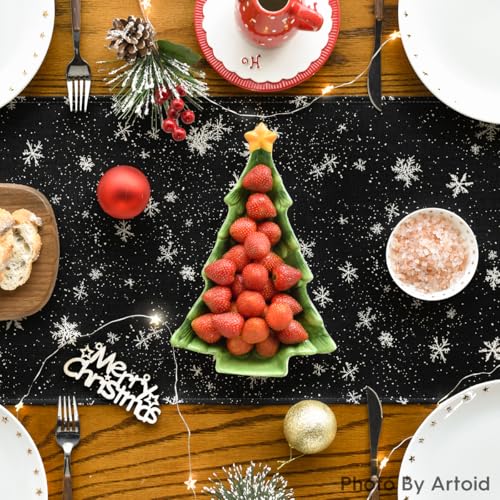 Snowman Christmas Birds Trees Table Runner, Winter Holiday Kitchen Dining Decoration, 13 x 72 Inch B443657