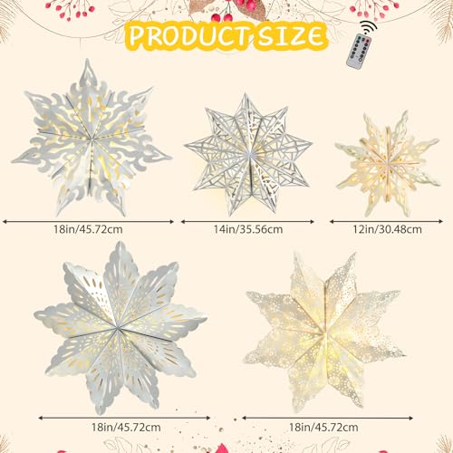 Christmas Paper Snowflake Lanterns with LED Lights for Holiday Party Decor A55544