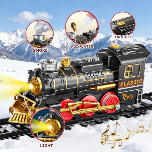 Electric Train Set for Kids with Smoke, Light and Sound, DIY Tracks L560