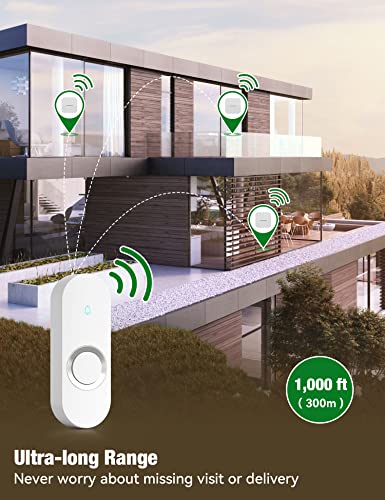 Wireless Doorbell, Waterproof, 1000ft Range, 2 Buttons & 2 Receivers Y887696