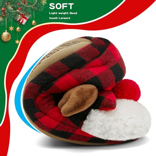 Women's Fuzzy Reindeer House Slippers Cozy Indoor Shoes W402399
