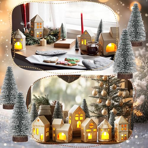 Ceramic Christmas Village Houses with LED Lights for Tabletop Mantle Decor D8566