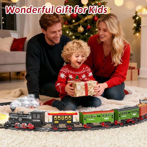 Electric Train Set for Kids with Smoke, Light and Sound, DIY Tracks L560