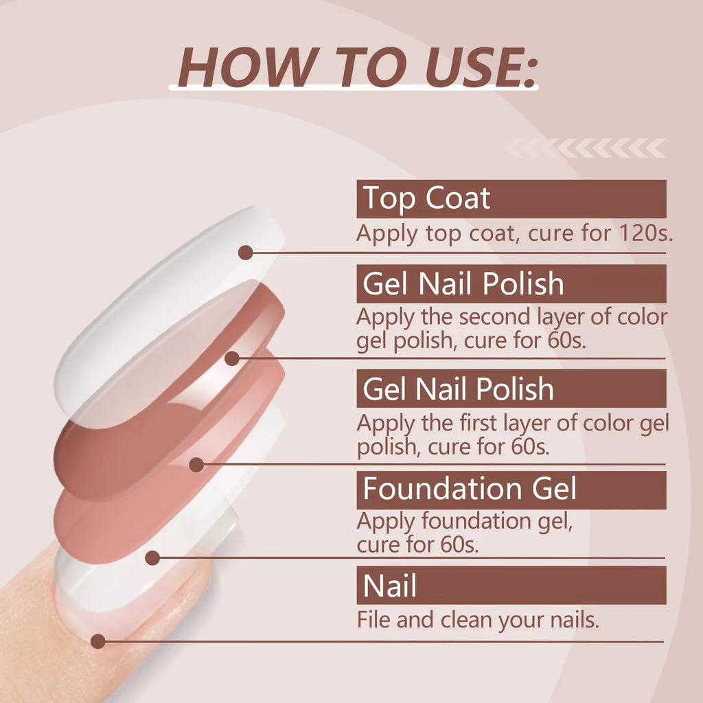 Gel Nail Polish Kit with Base and Top Coat T466