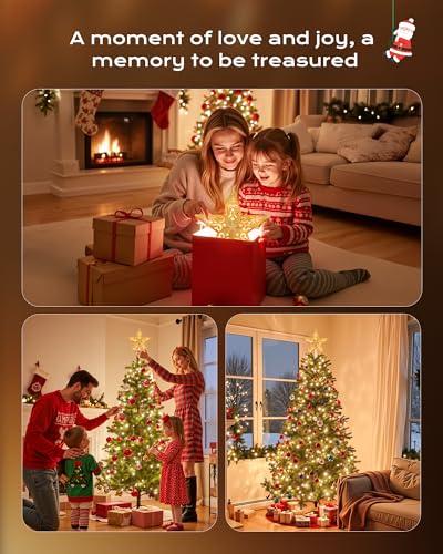 Christmas Star Tree Topper Lighted 3D Gold Pentagram with 10 Bulbs Plug In B67124