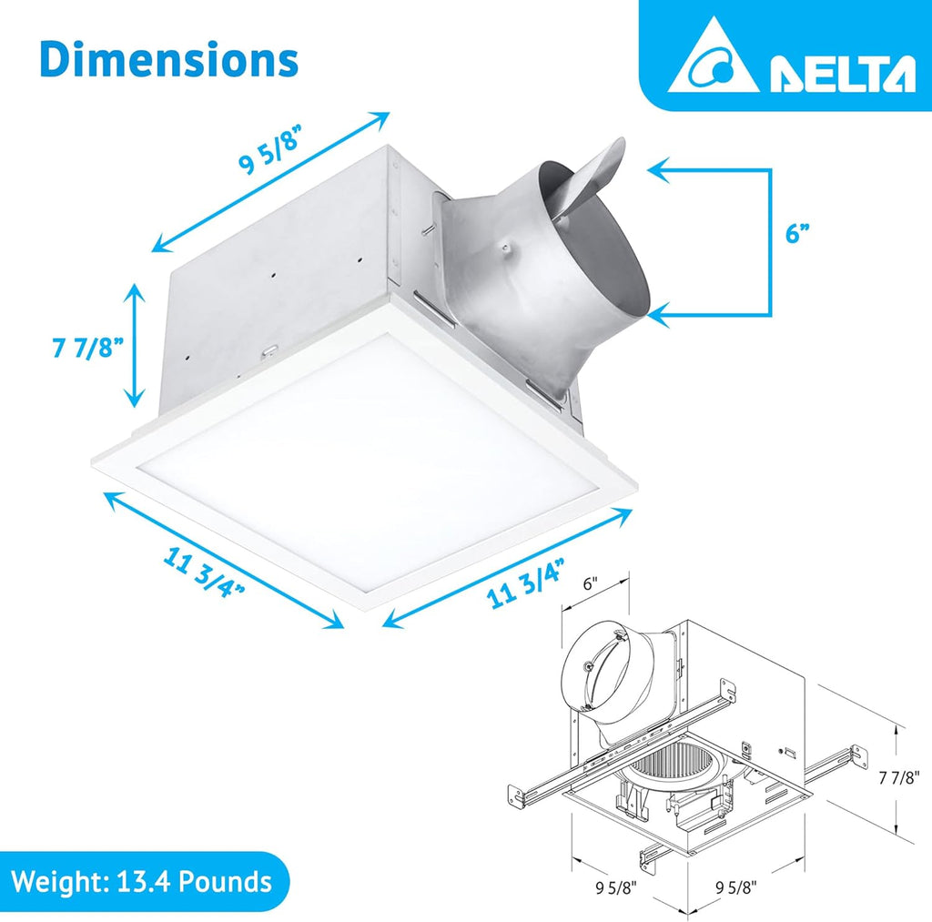 Exhaust Fan with Edge-Lit LED Light, Adjustable Color Temperature, 80/110 CFM X18790
