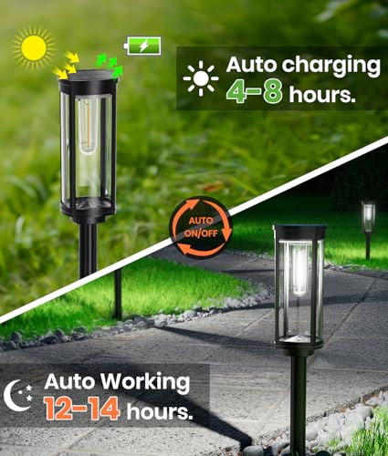 Solar Pathway Lights Outdoor, IP65 Waterproof, Auto On/Off for Yard Path A4634