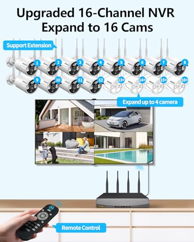 Wireless Security Camera System with 2TB Hard Drive, 4 Cameras, Night Vision Y58787