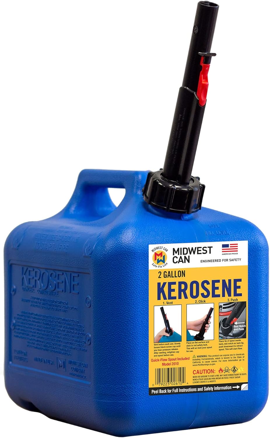 2-Gallon EPA & CARB Compliant Kerosene Gas Can Fuel Container with Flame Shield, Blue (4 Pack) S2632