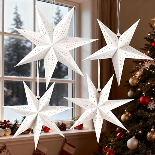 Christmas Paper Snowflake Lanterns with LED Lights for Holiday Party Decor A55544