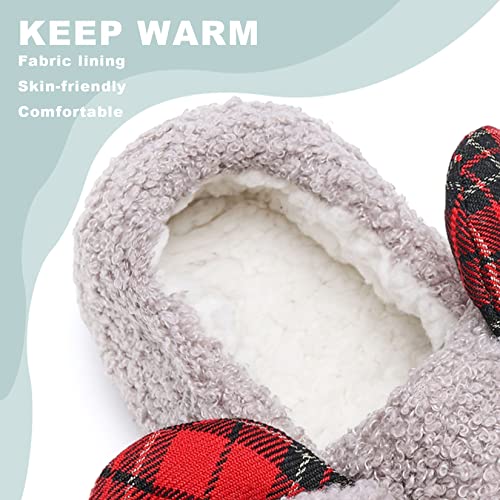 Women's Fuzzy Reindeer House Slippers Cozy Indoor Shoes W402399