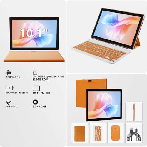 Tablet 10 Inch, 18GB RAM 128GB ROM, 2 in 1 with Keyboard Mouse Stylus G64709