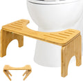 Toilet Stool for Adult and Kids, 8 Inches Toilet Squat Stool for Bathroom Foldable Bamboo Toilet Foot Potty Poop Stool with Non-Slip Pads - Improved Bowel Movement (Natural Color)