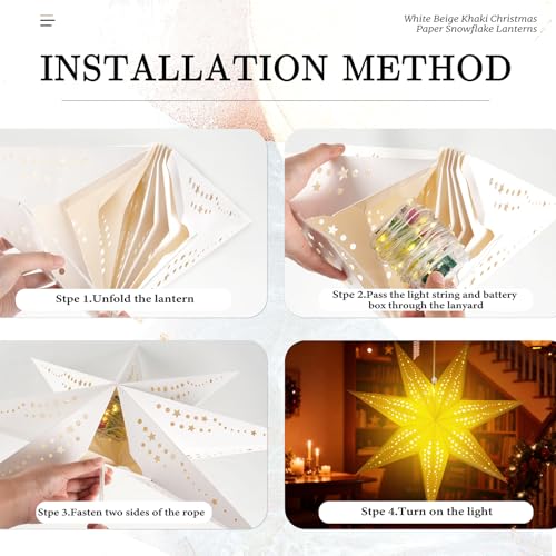 Christmas Paper Snowflake Lanterns with LED Lights for Holiday Party Decor A55544