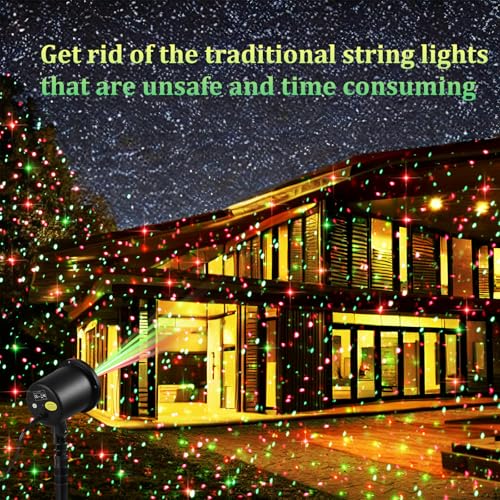 Laser Projector Lights Outdoor for Christmas, Red & Green Stars E3762