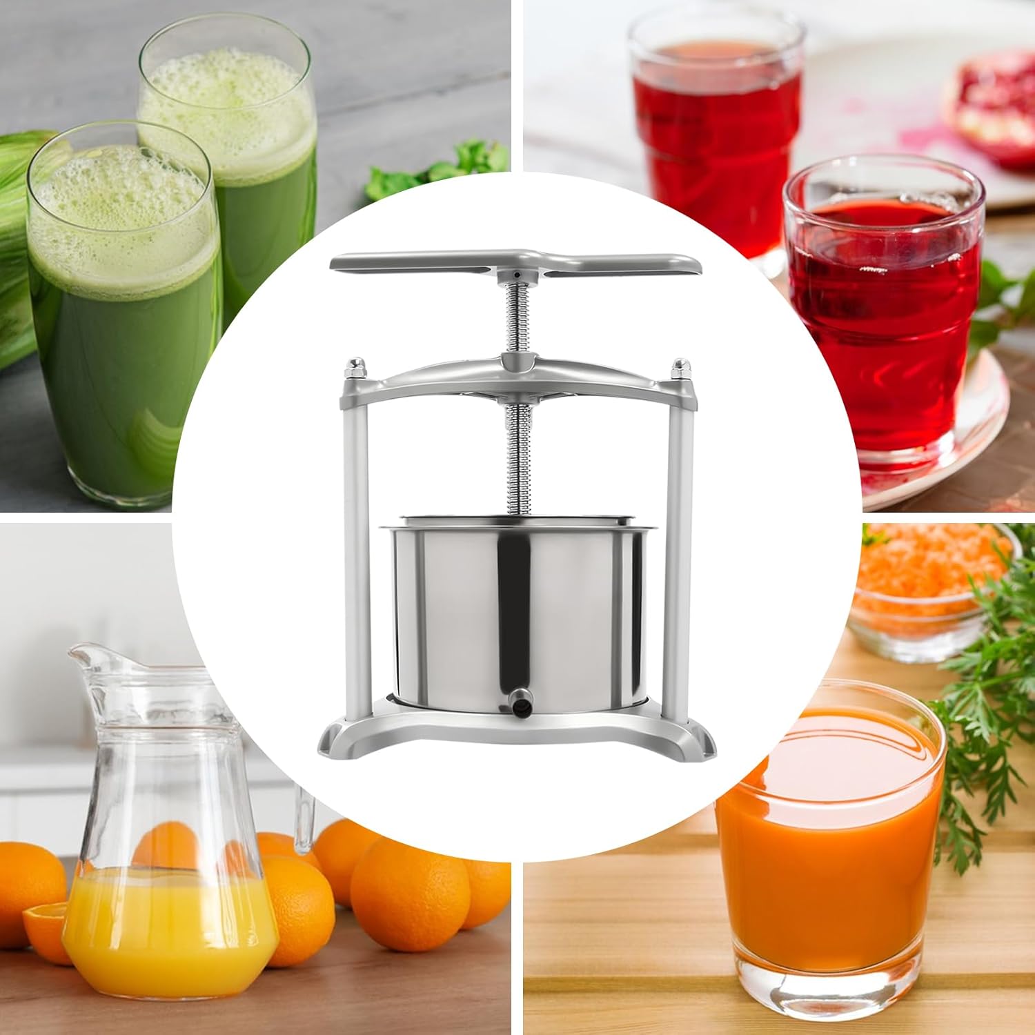Stainless Steel Fruit Press with Dual Barrels and Filter Bag M688009