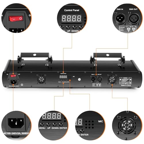 Stage Laser Light, 5 Beam Sound Activated DJ Party Lights with Remote Control P243197
