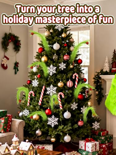 Lime Green Fluffy Curly Christmas Tree Picks with Red Ball, 8 Pieces P907332