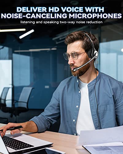 Corded Telephone Headset with Noise Canceling Mic and Quick Disconnect A773663