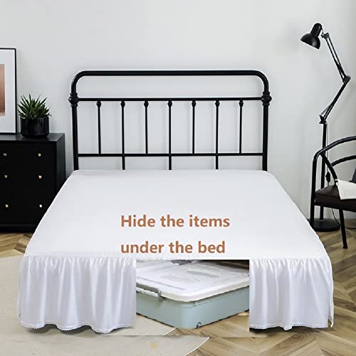 Ruffled Bed Skirt with Split Corners, Microfiber, 14 Inch Drop, Queen S6038