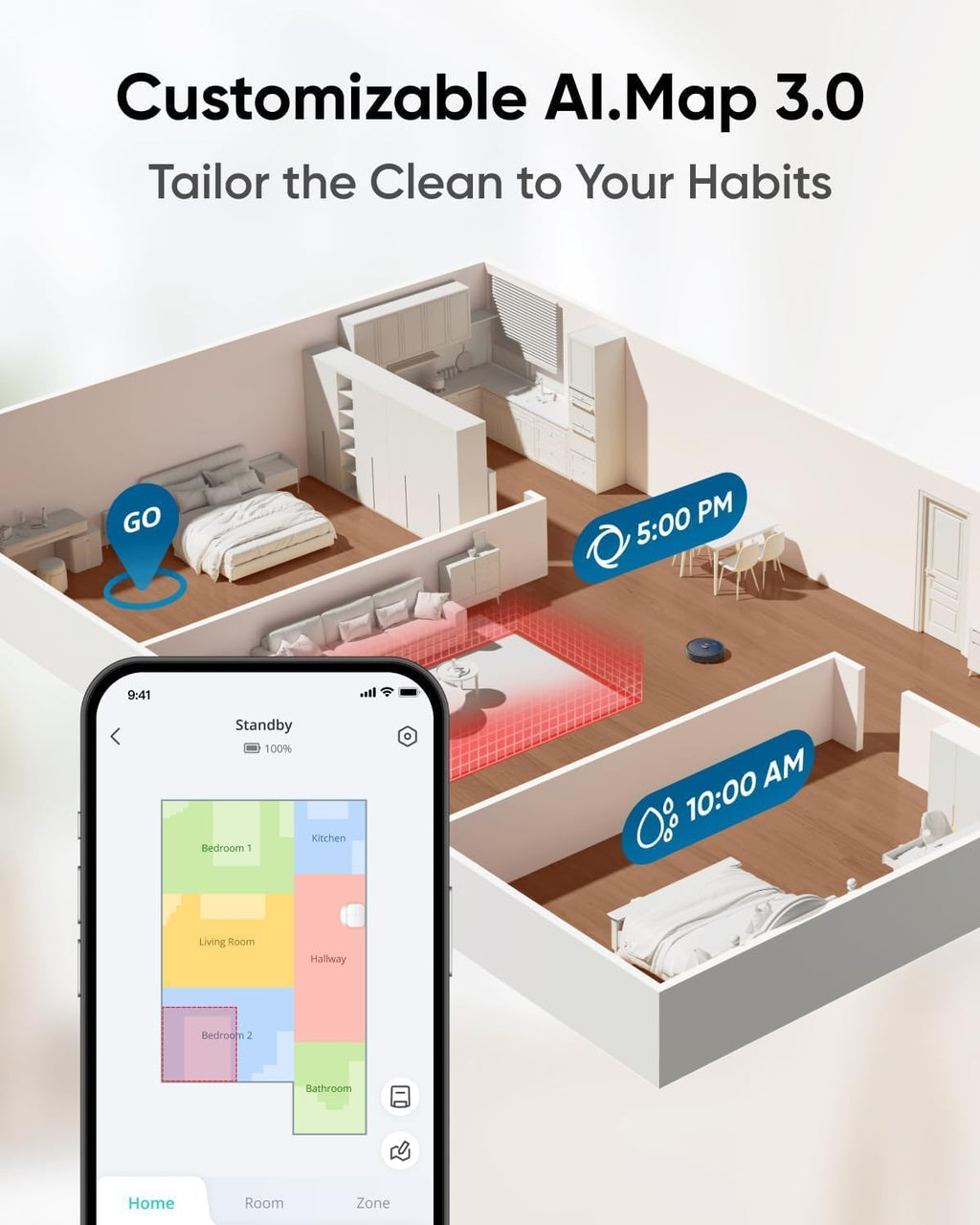 Robot Vacuum and Mop with 8000 Pa Suction, Self-Emptying U6435