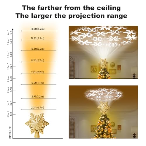 Silver 3D Glitter Christmas Tree Topper with LED Rotating Lights F457326
