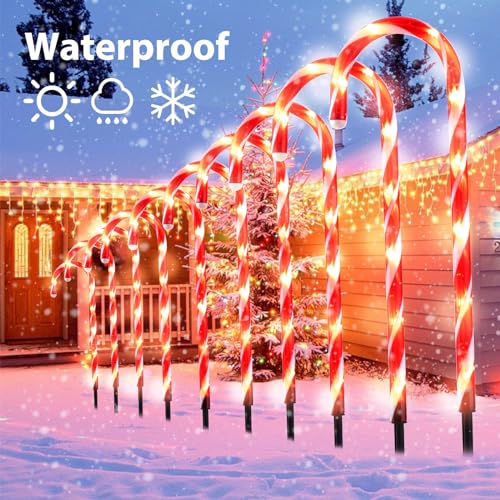 Solar Candy Cane Lights Outdoor Pathway, 8 Modes LED Christmas Decorations Z884