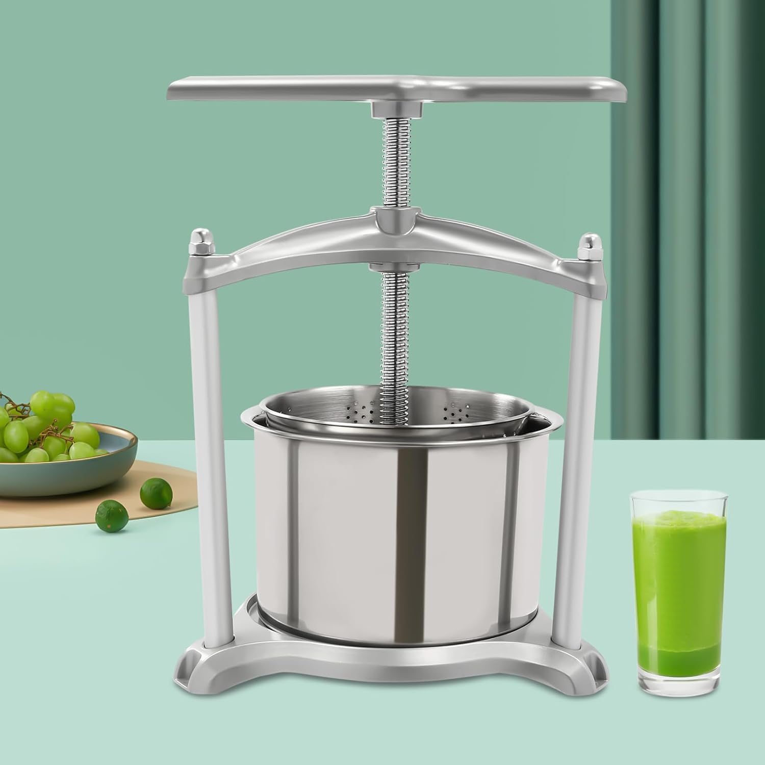 Fruit Wine Press Manual Stainless Steel with T-Handle L2409