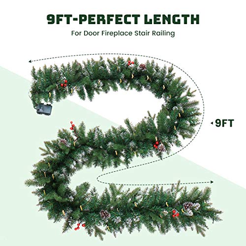 Pre-lit Christmas Garland with Lights for Indoor Outdoor Decor Y385715