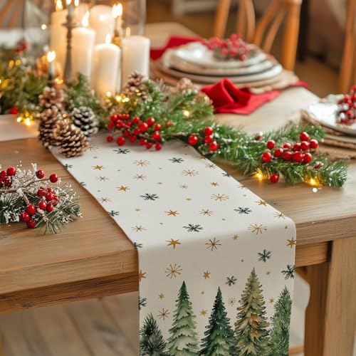 Christmas Table Runner 13x72 Inch, Red Winter Holiday Decor H348
